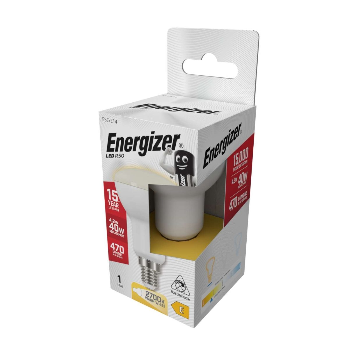 Energizer LED R50 Reflektor E14 (SES) 450lm 4W 2.700K (Warmweiß), Packung mit 1 Stück