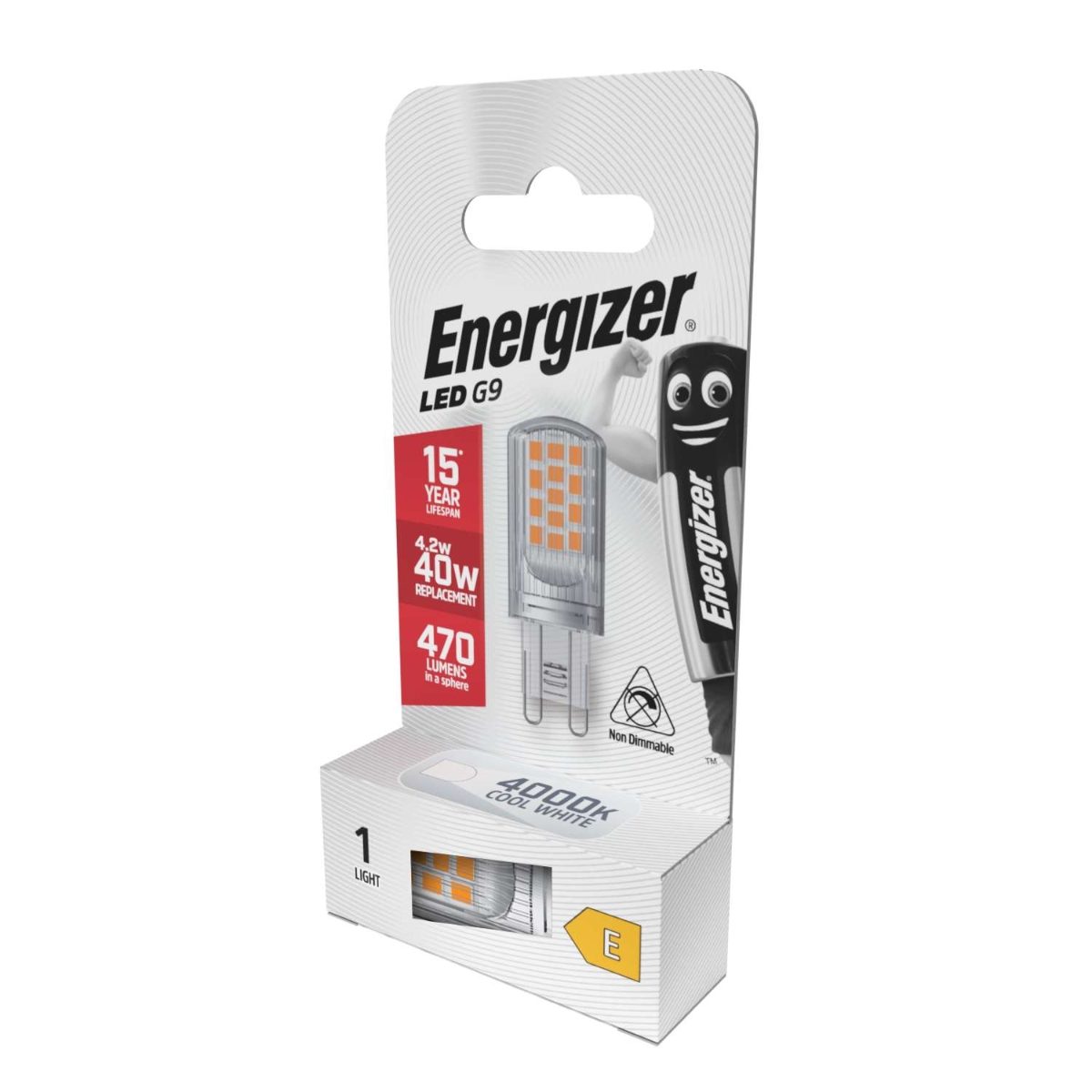 Energizer LED G9 470 Lumens 4.2W 4,000K (Cool White), Box of 1