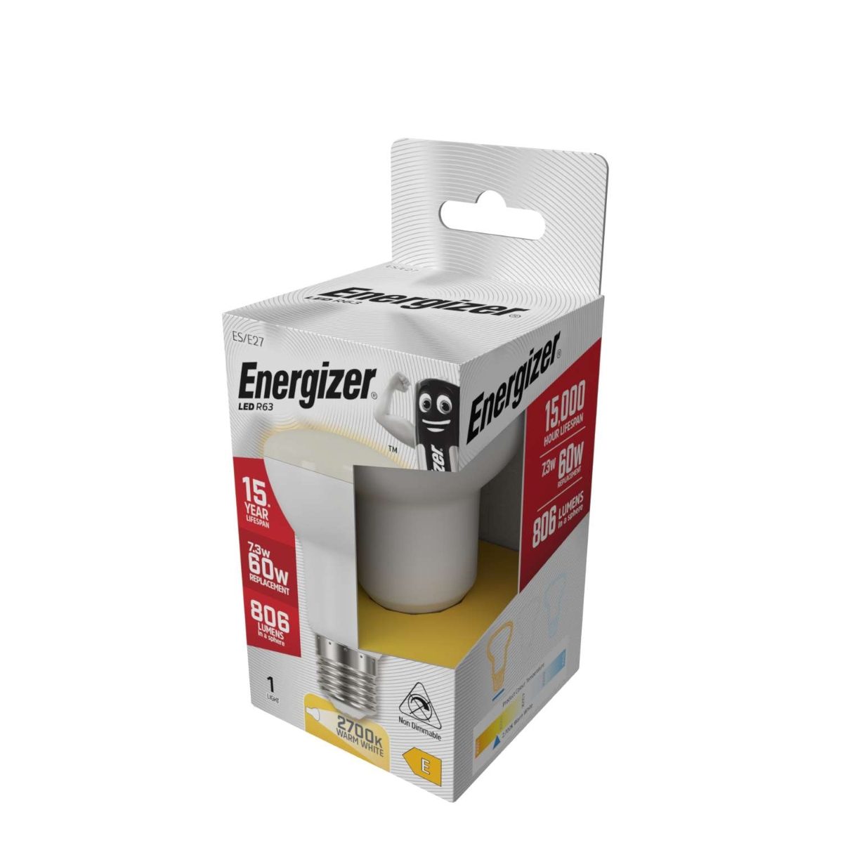 Reflector LED Energizer R63 E27 (ES) 600lm 5,4W 2.700K (Blanco Cálido), Caja de 1