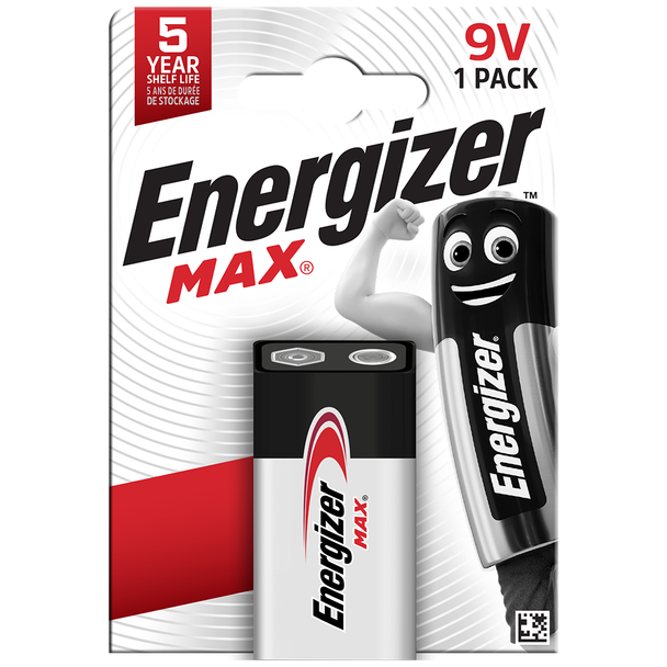Energizer 9V Max Alkaline, Pack of 1