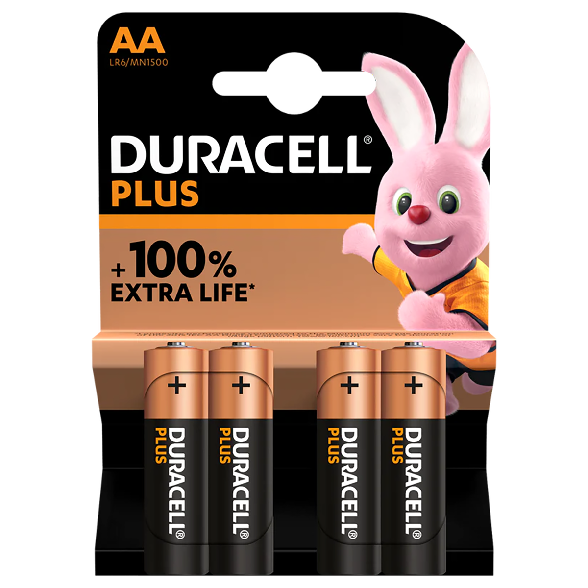 Duracell +100% Plus Power AA, Pack of 4