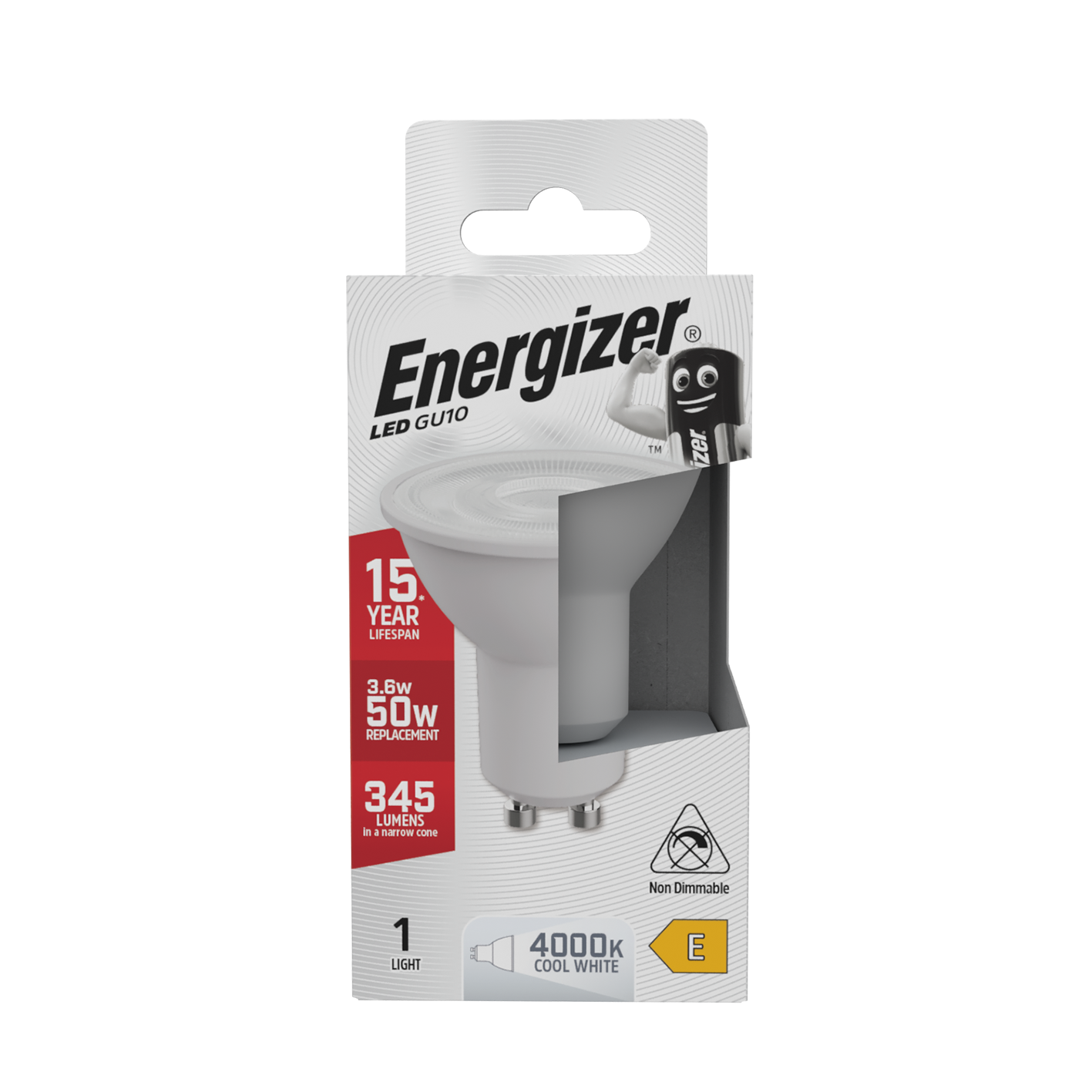 Energizer LED GU10, 345 Lumen, 4,2 W, 4.000 K (kaltweiß), Packung mit 1 Stück