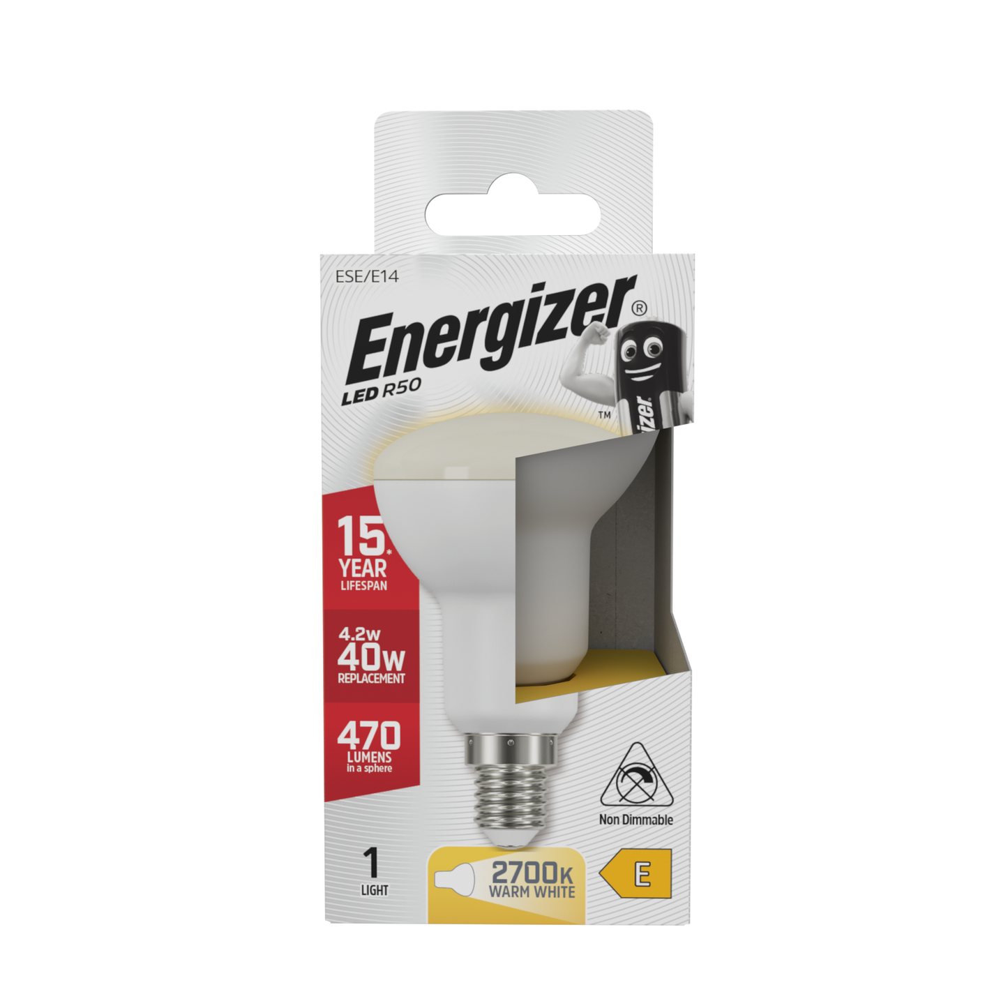 Energizer LED R50 Reflektor E14 (SES) 450lm 4W 2.700K (Warmweiß), Packung mit 1 Stück