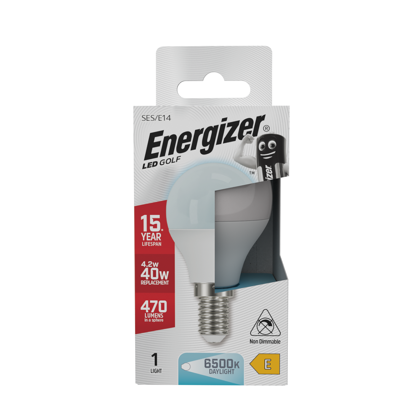 Energizer LED Golf E14 (SES) 470 Lumens 4.2W 6,500K (Daylight), Box of 1