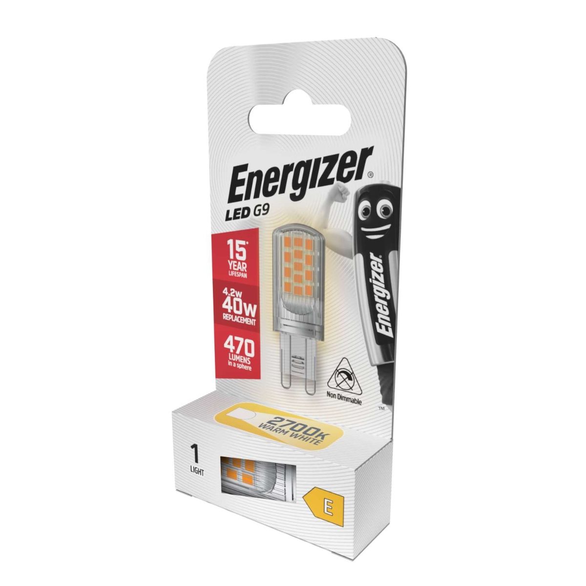 Energizer LED G9 470 Lumens 4.2W 2,700K (Warm White), Box of 1