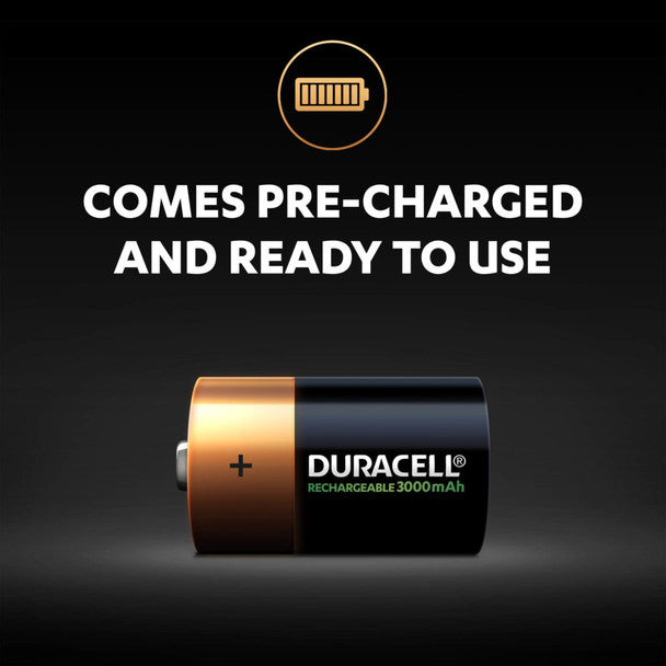 Duracell D Size 3000mAh Recharge, Pack of 2