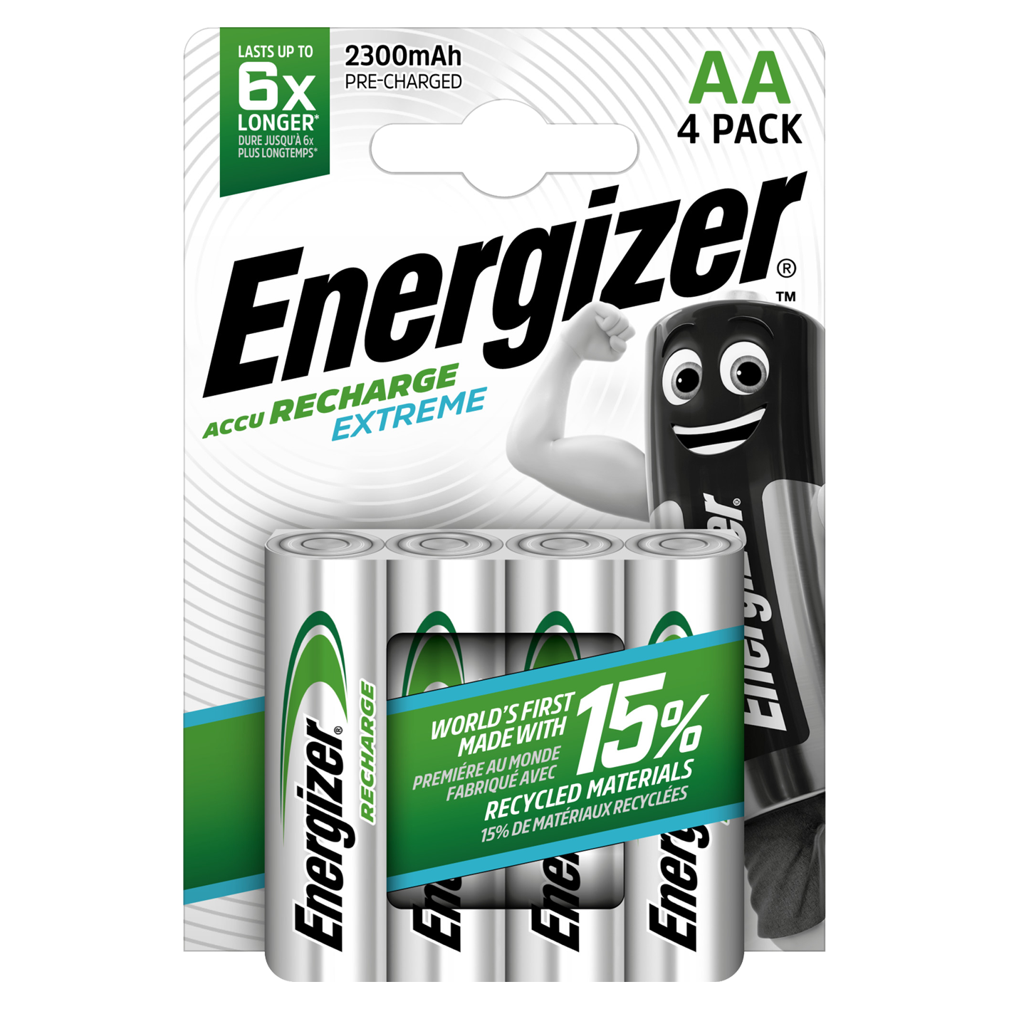 Energizer AA 2300mAh Recarga Extrema, Paquete de 4