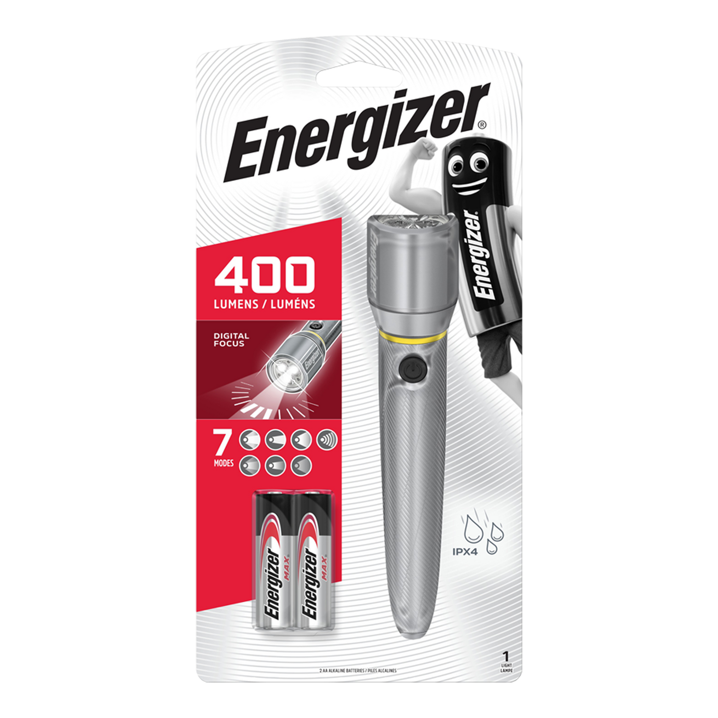 Energizer LED Vision HD Metal 400 Lumens Torch With 2 x AA Batteries