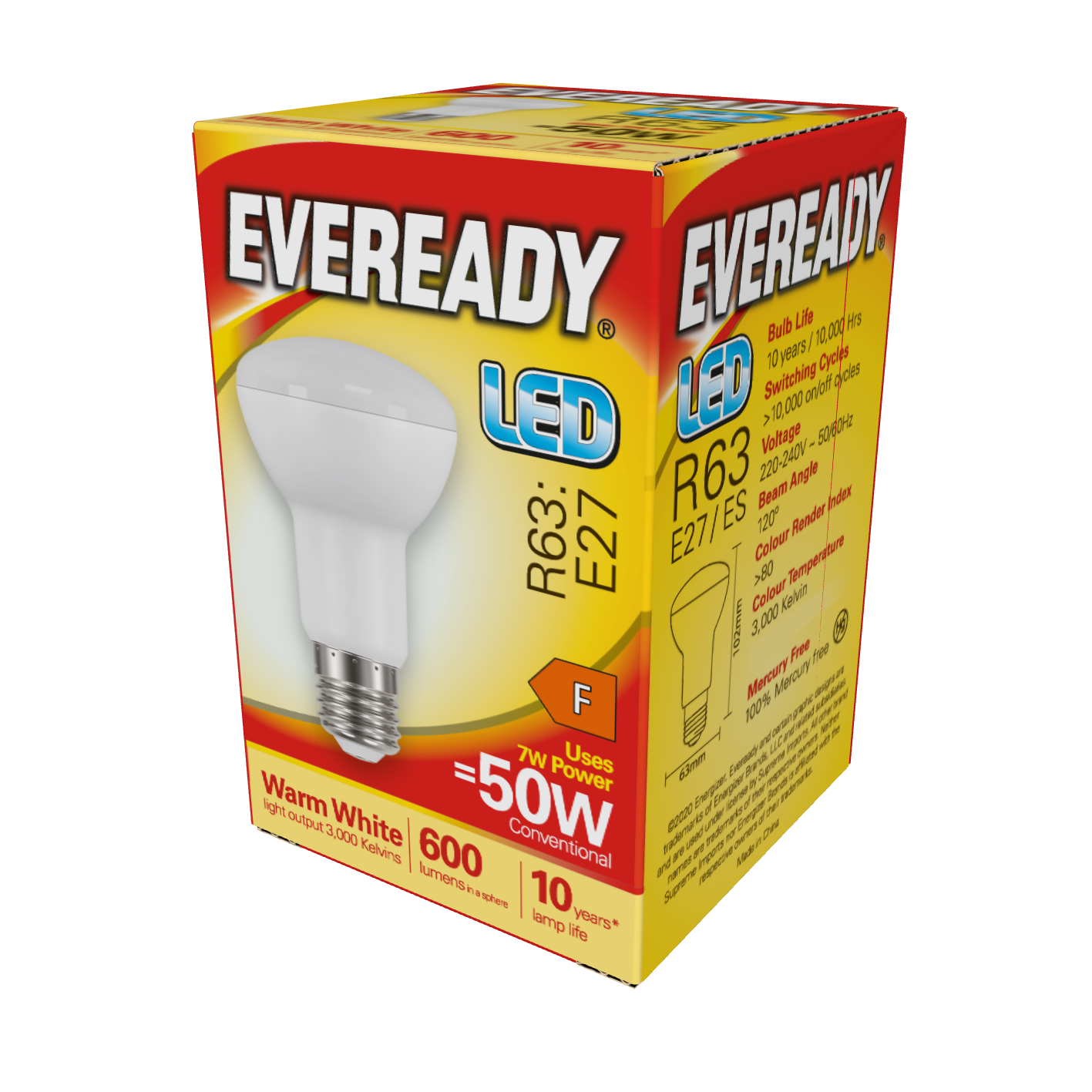 Eveready LED R63 Reflektor E27 (ES) 600lm 7W 3.000K (Warmweiß), Packung mit 1 Stück