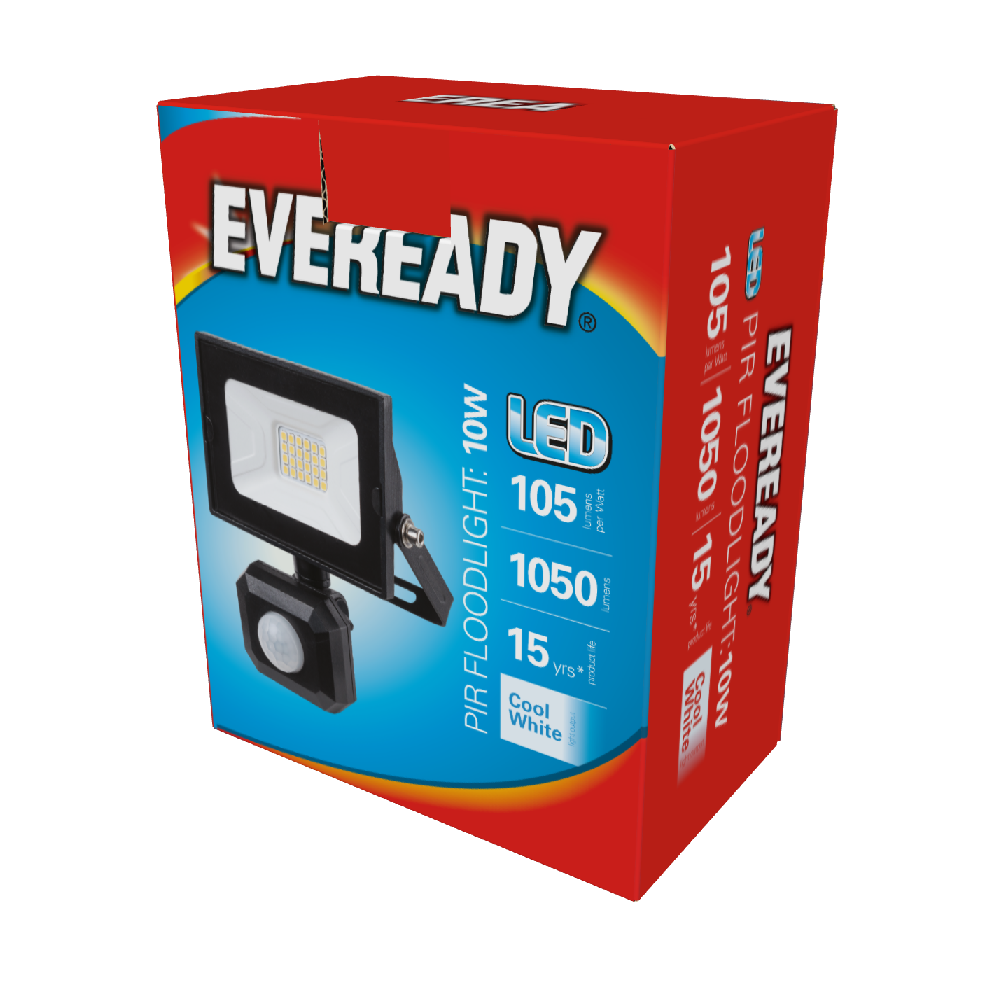Eveready LED PIR Floodlight - 10W - 800 Lumen - 4,000K (Cool White)