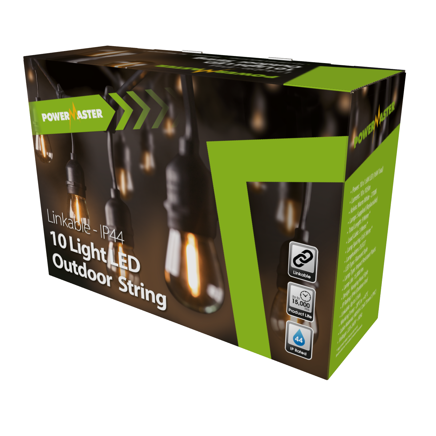 S17286 PowerMaster 10 Light LED IP44 Festoon String