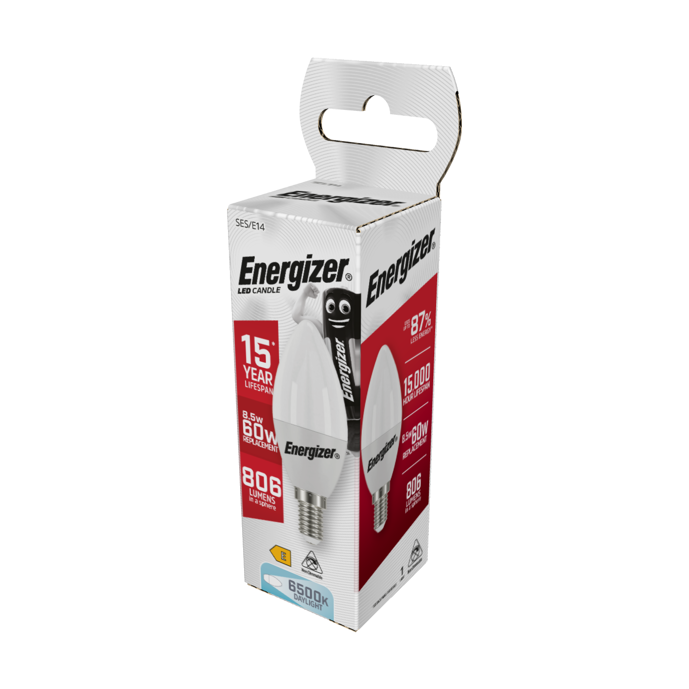 Energizer LED Candle E14 (SES) 806lm 8.5W 6,500K (Daylight), Box of 1