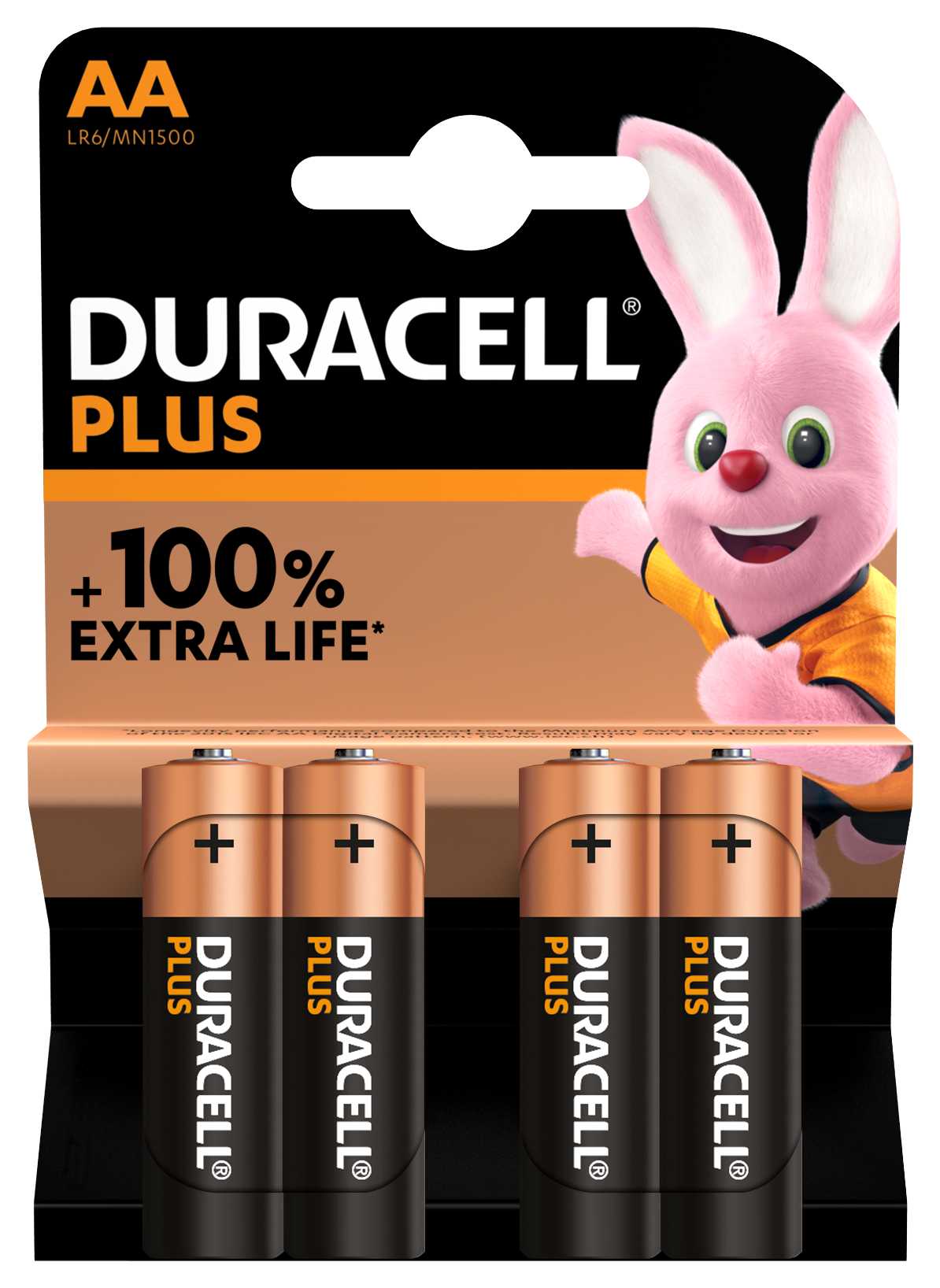 Duracell +100% Plus Power AA, Pack of 4
