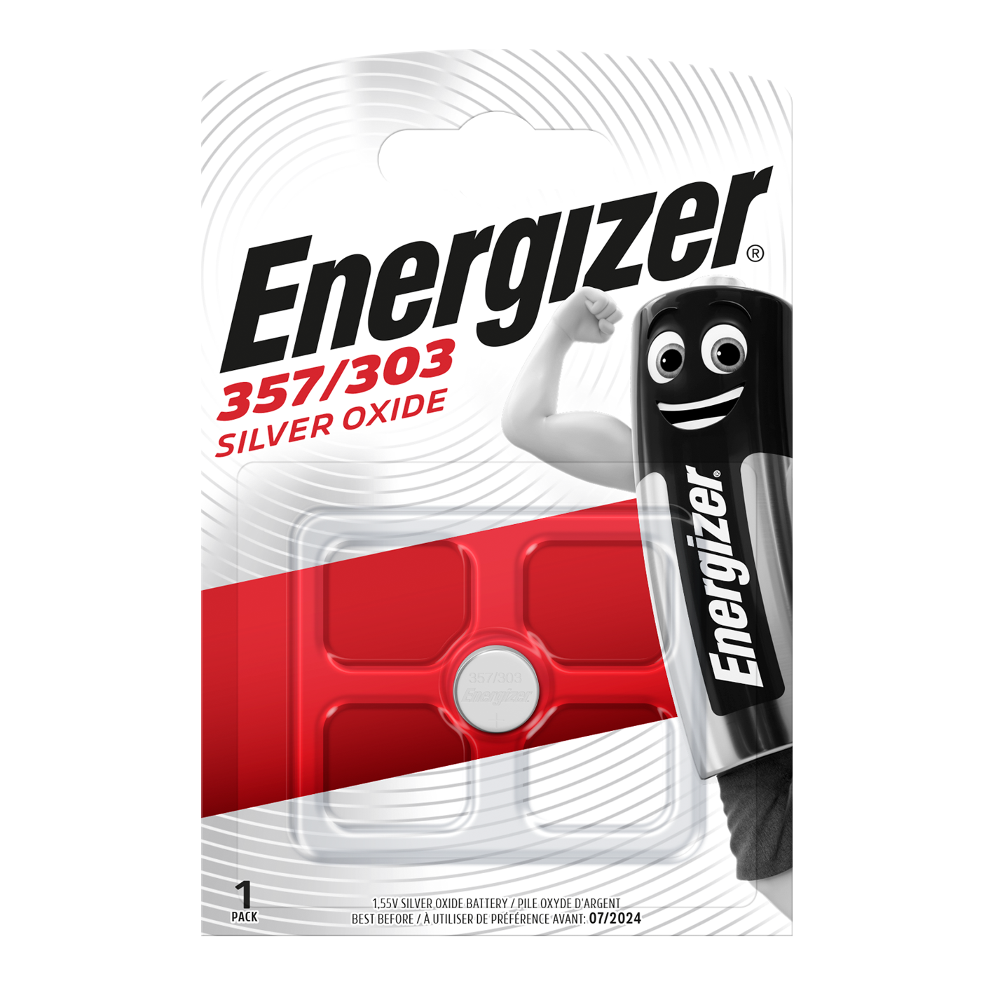 Energizer 357/303 Silver Oxide Coin Cell, Pack of 1
