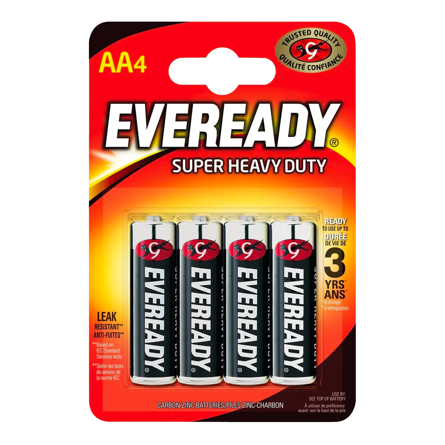 Eveready AA súper resistente, paquete de 4