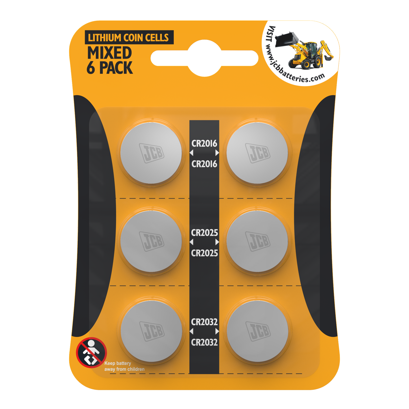 JCB Lithium Coin Cell Mix, Pack of 6