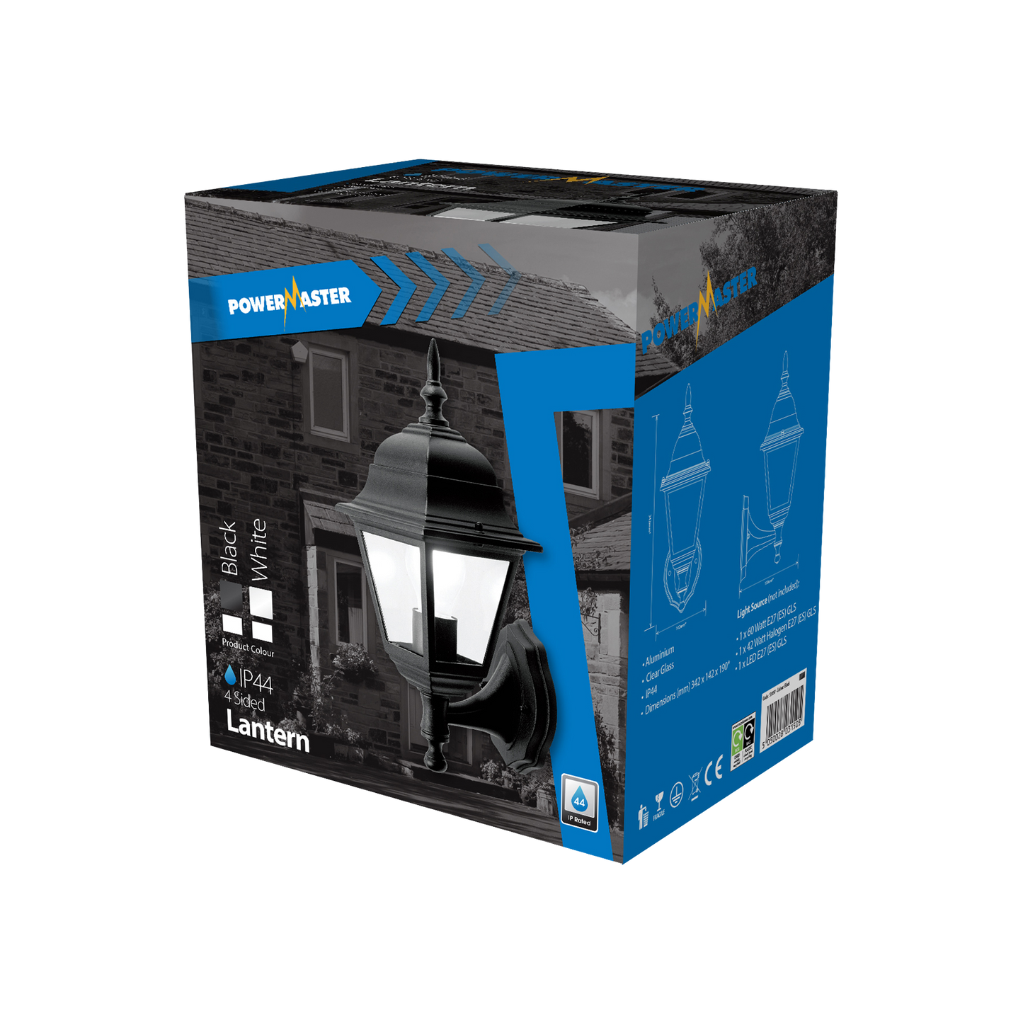 PowerMaster 4-seitige Laterne – Schwarz