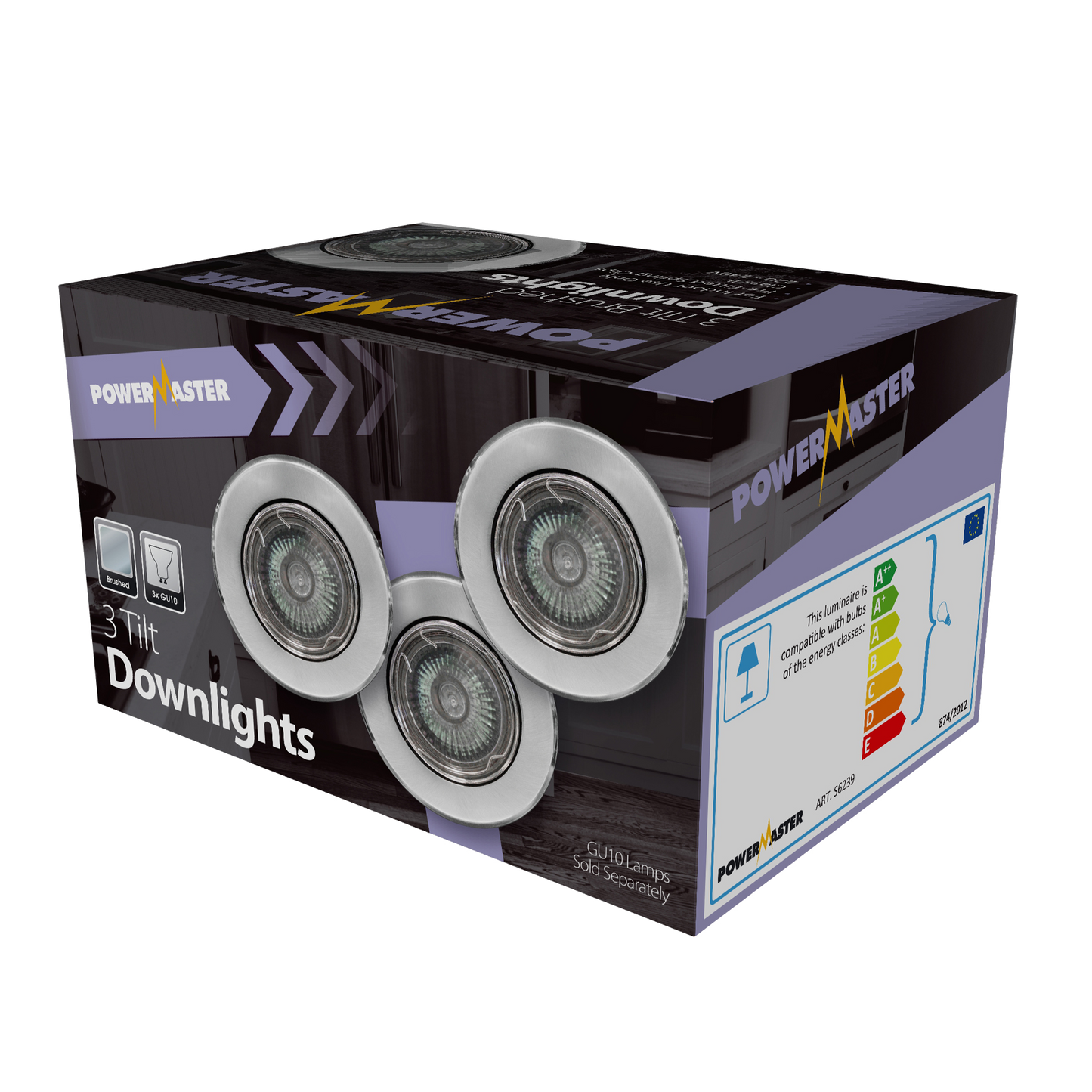 PowerMaster Indoor 3 Pack Tilt Downlights - Brushed Chrome