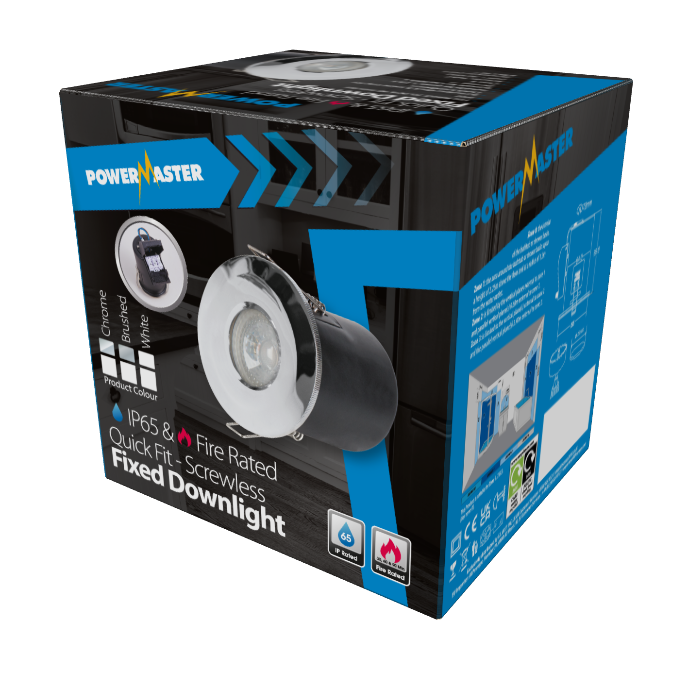 PowerMaster Fire Rated & IP65 Fixed Downlight - White