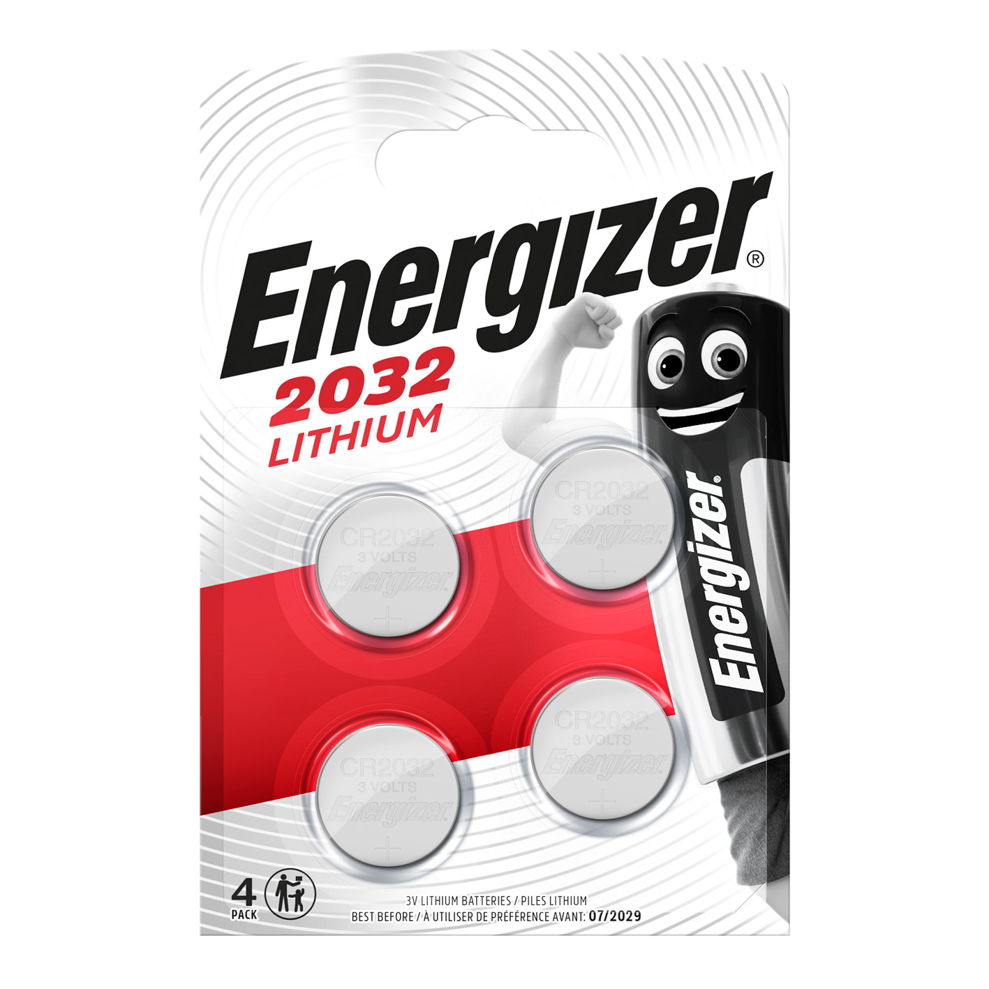 Energizer CR2032 Lithium Coin Cell, Pack of 4
