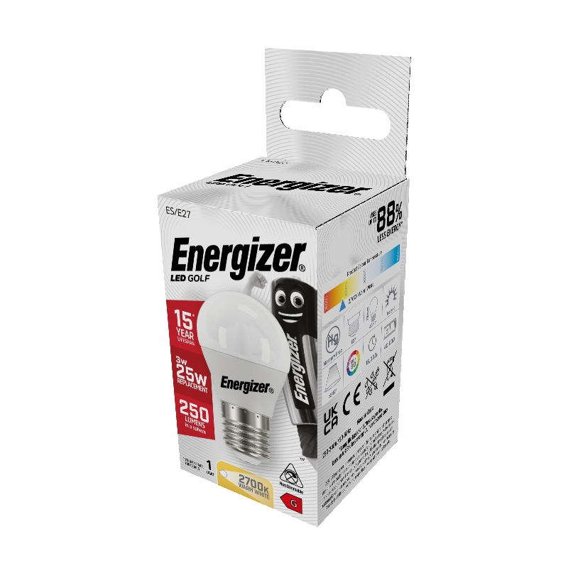 Energizer LED Golf E27 (ES) 250 Lumens 3W 2,700K (Warm White), Box of 1