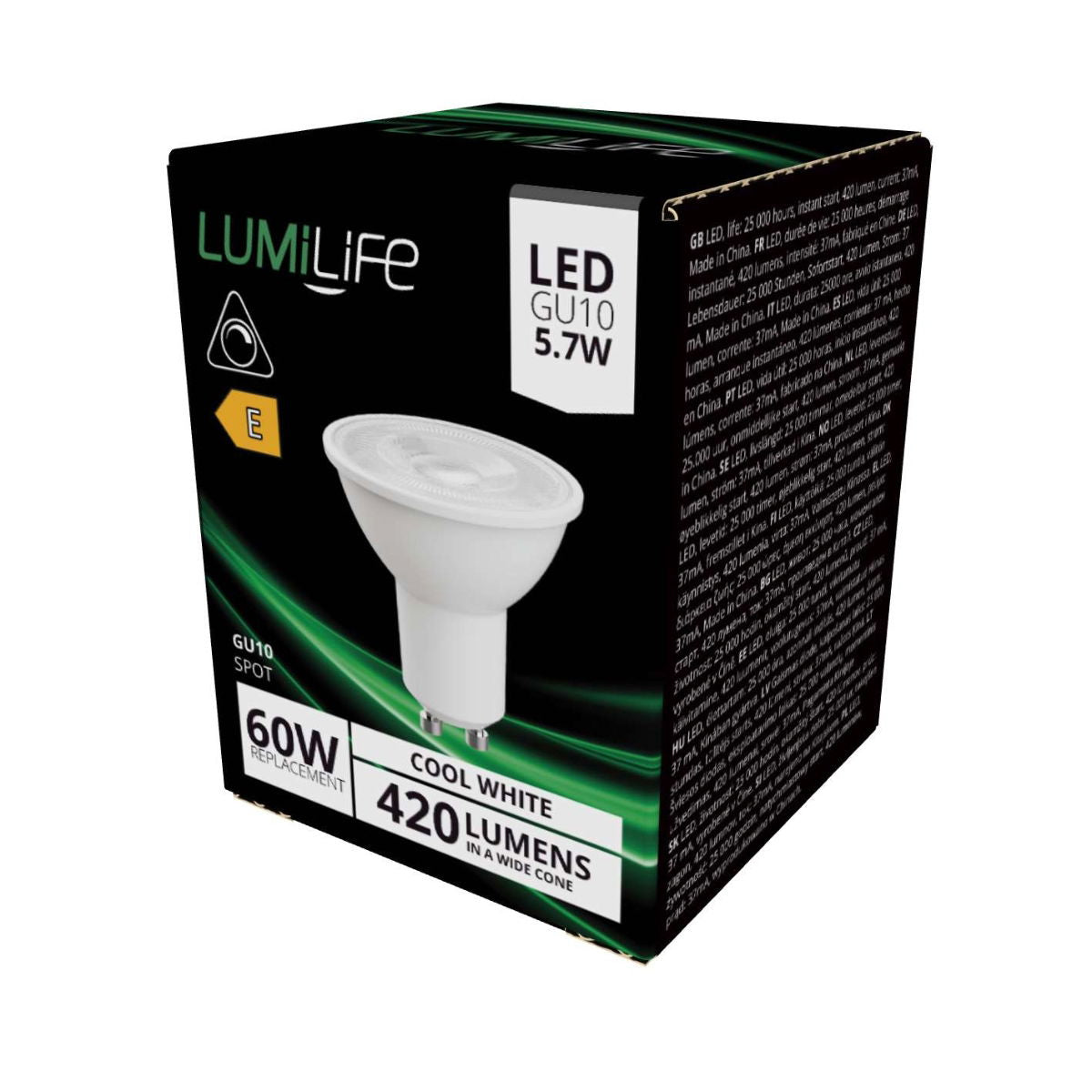 S16377 LumiLife LED GU10 420lm 5.7W 4,000K (Cool White) Dimmable, Box of 1