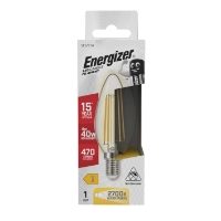 Energizer LED Filament Candle E14 (SES) 470 Lumens 4W 2,700K (Warm White), Box of 1