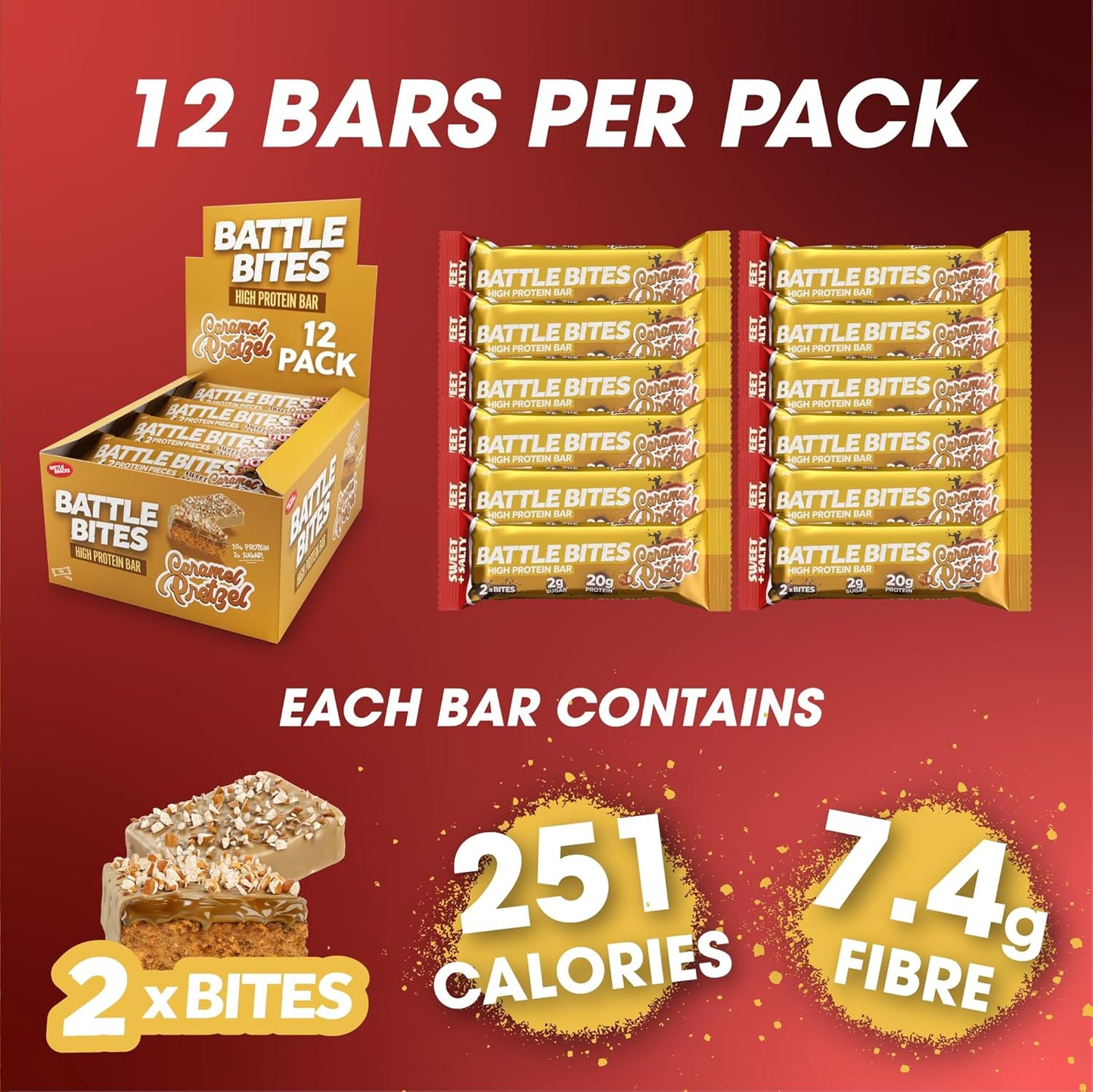 Battle Bites Caramel Pretzel 62g - Precio por caja de 12