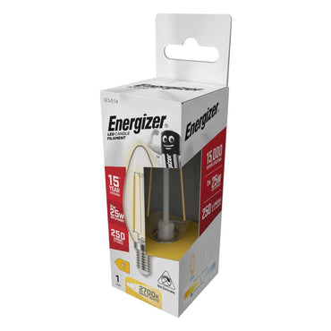 Energizer LED-Filamentkerze E14 (SES), 250 lm, 2 W, 2.700 K (Warmweiß), 1er-Box