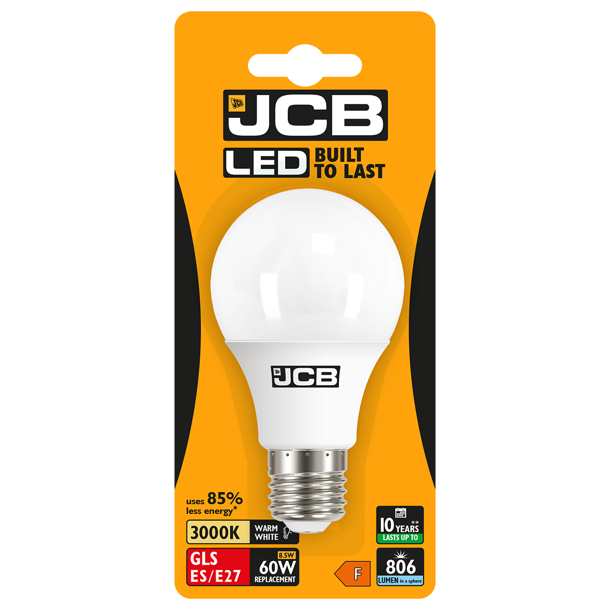 JCB LED GLS E27 (ES) 806lm 8.5W 3,000K (Warm White), Blister of 1