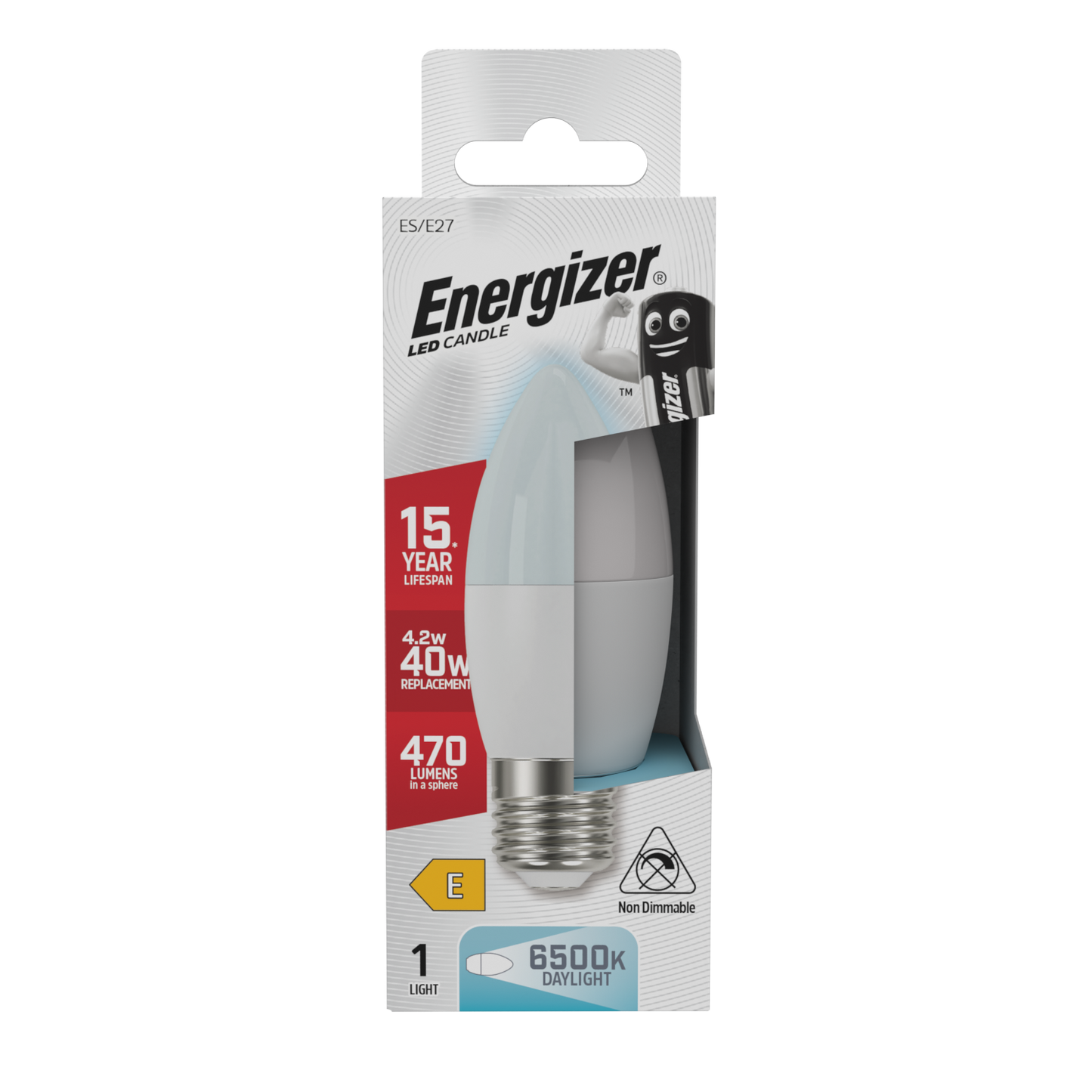 Energizer LED Candle E27 (ES) 470lm 4.2W 6,500K (Daylight), Box of 1