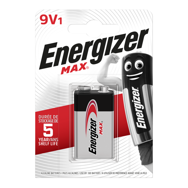 Energizer 9V Max Alkaline, Pack of 1