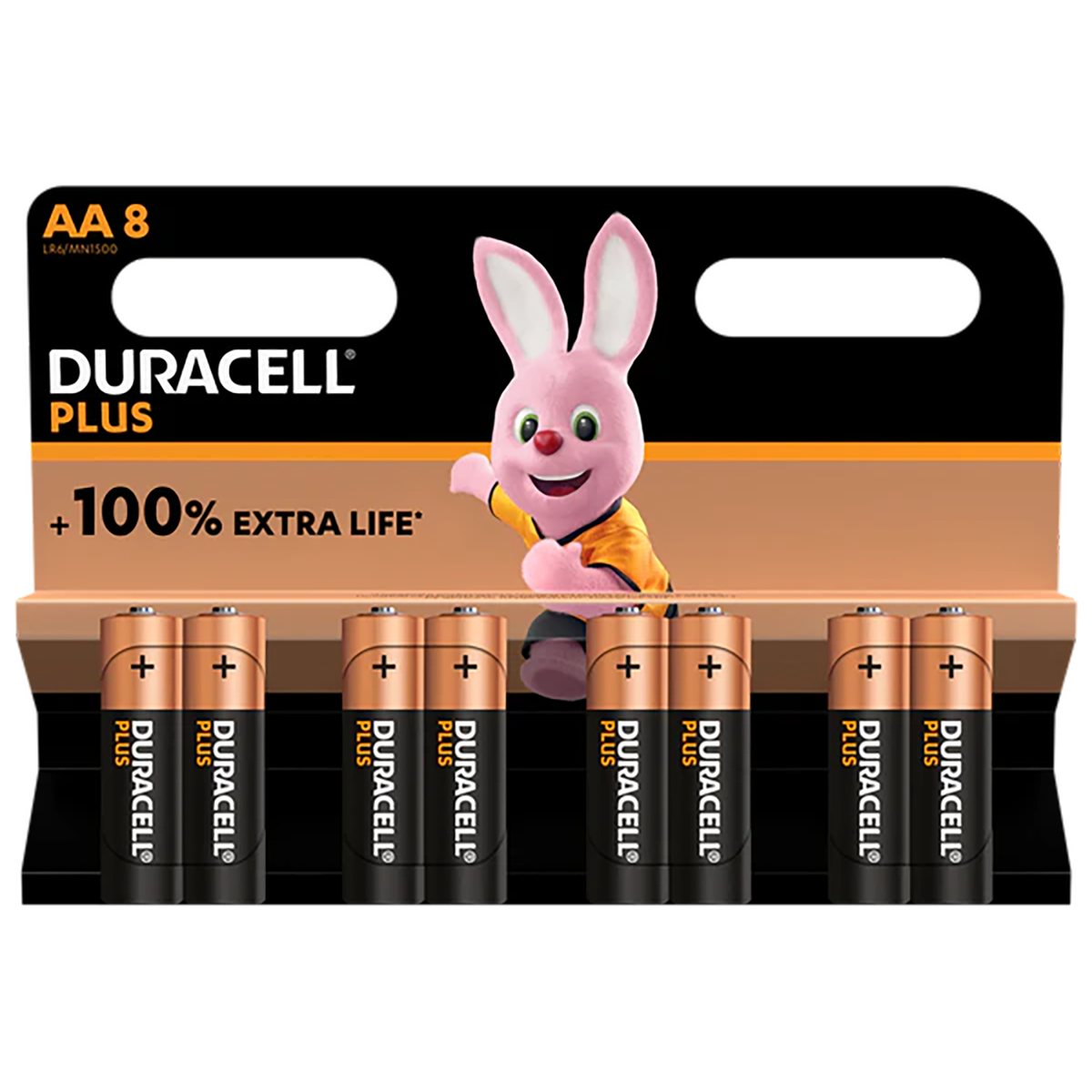 Duracell +100% Plus Power AA, paquete de 8