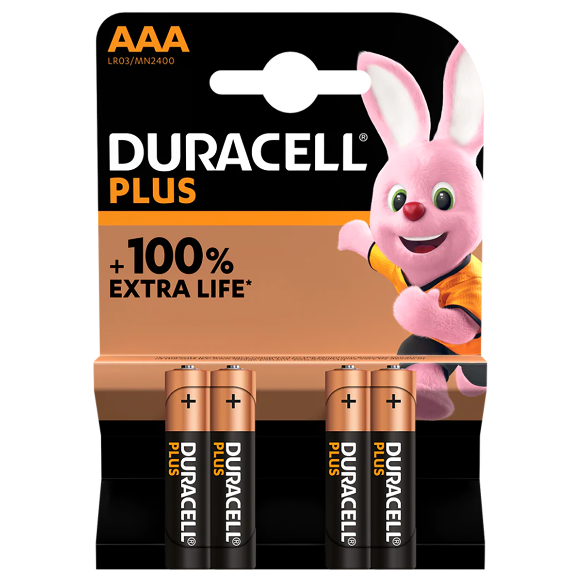 Duracell +100% Plus Power AAA, Pack of 4