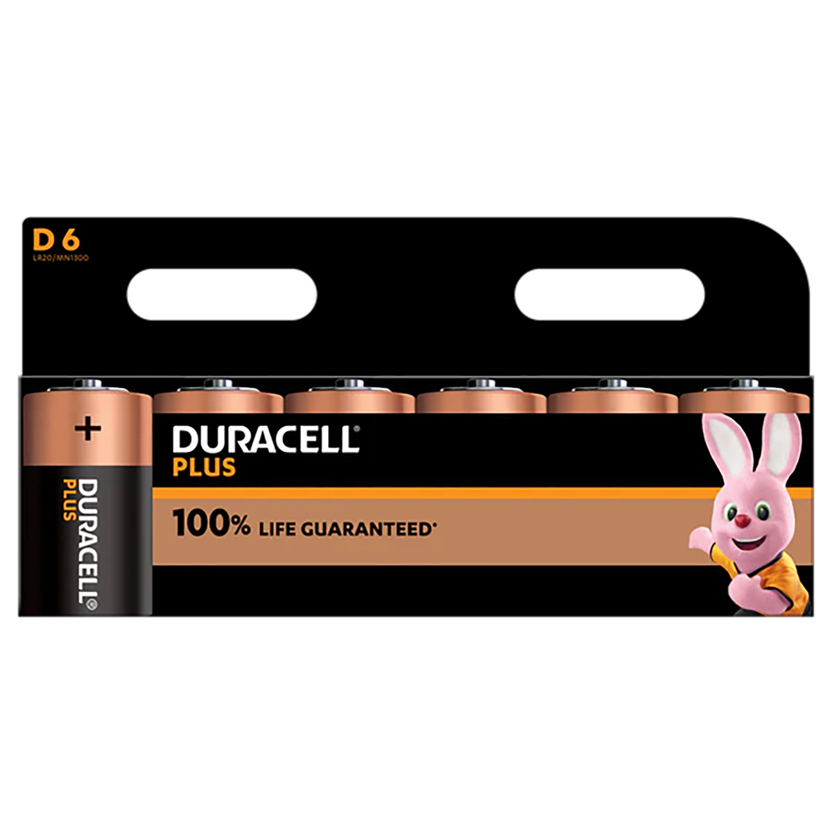 Duracell +100% Plus Power D, paquete de 6
