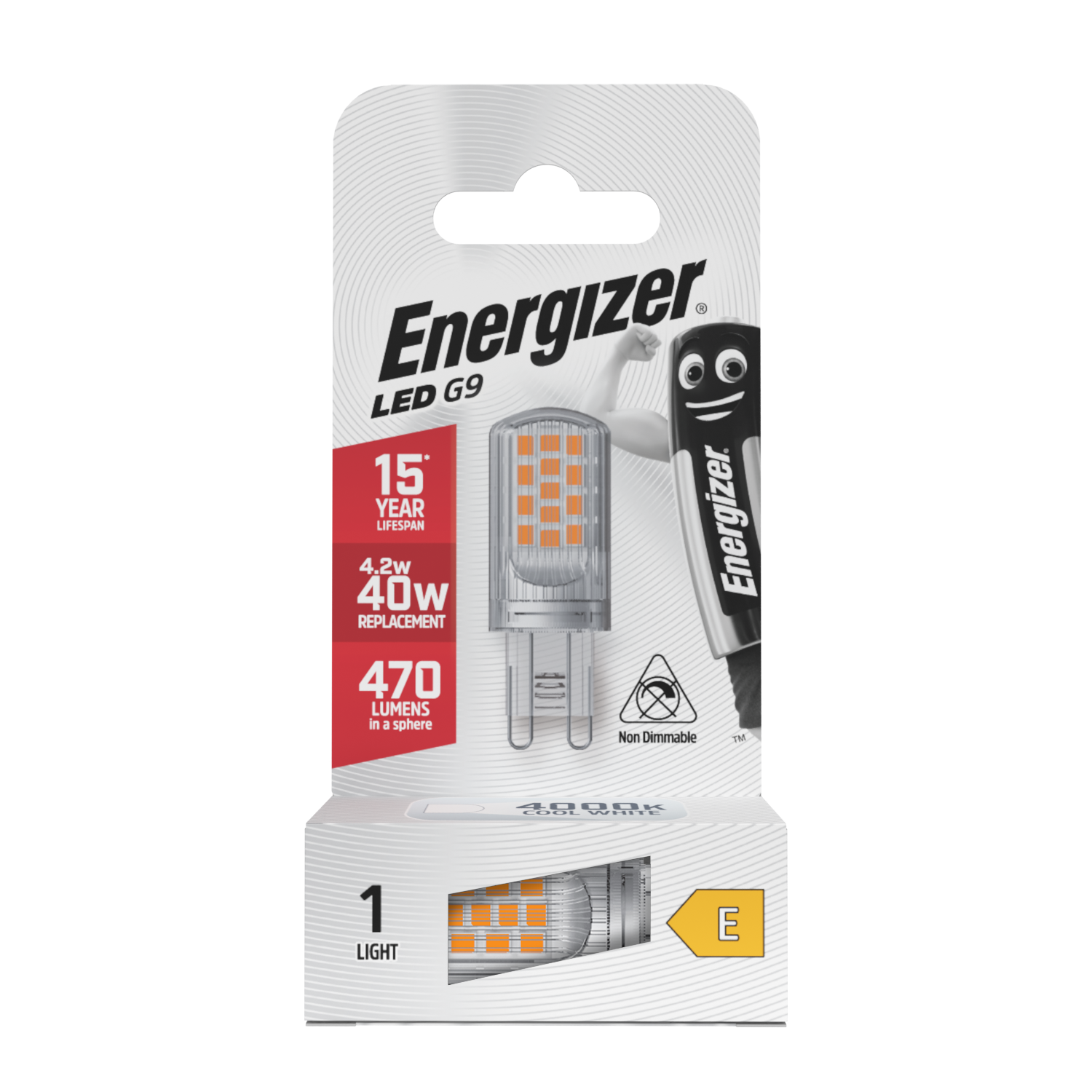 Energizer LED G9 470 lúmenes 4,2W 4000K (blanco frío), caja de 1