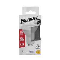 Energizer LED GU10 345 Lumens 3.6W 4,000K (Cool White) Dimmable, Box of 1