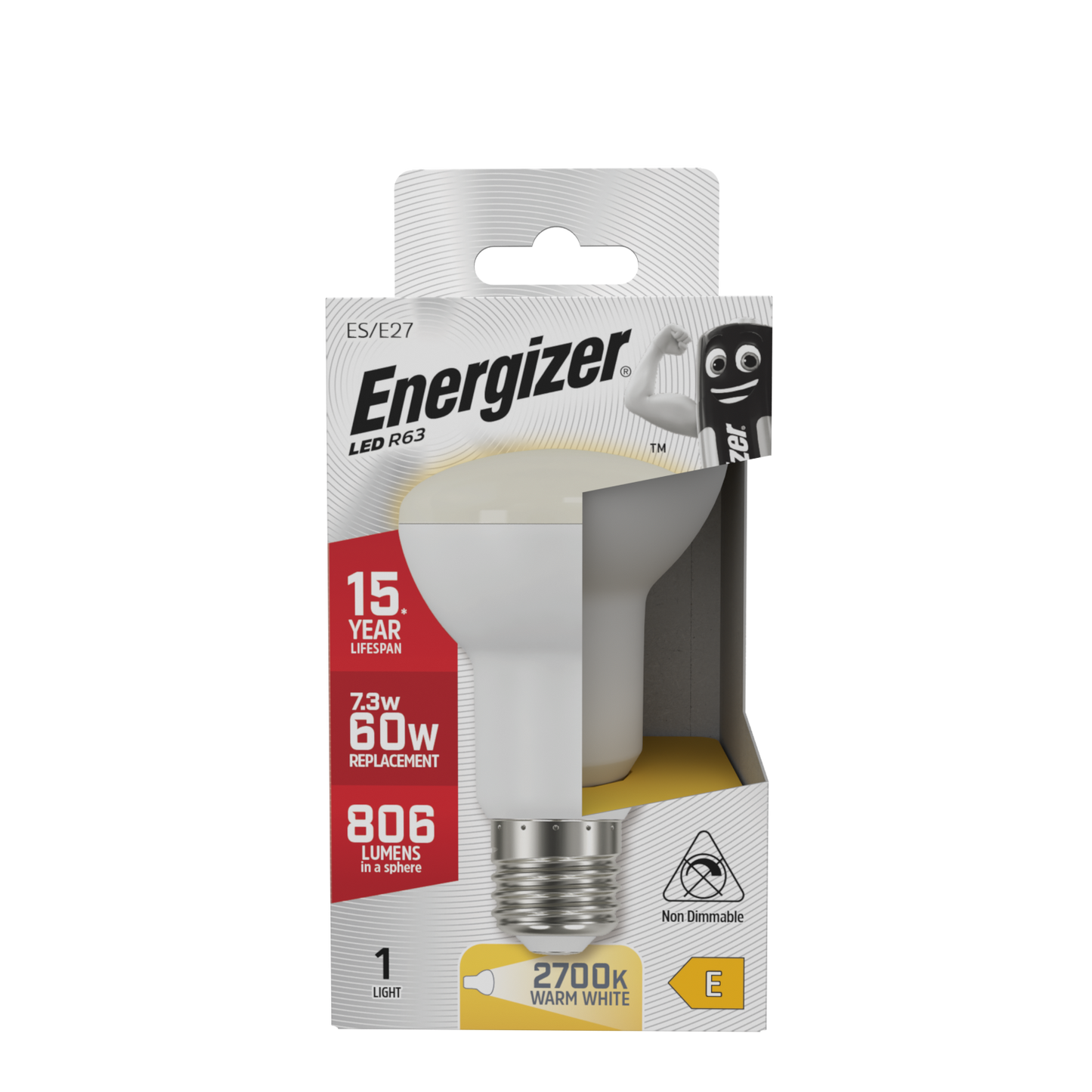 Reflector LED Energizer R63 E27 (ES) 600lm 5,4W 2.700K (Blanco Cálido), Caja de 1