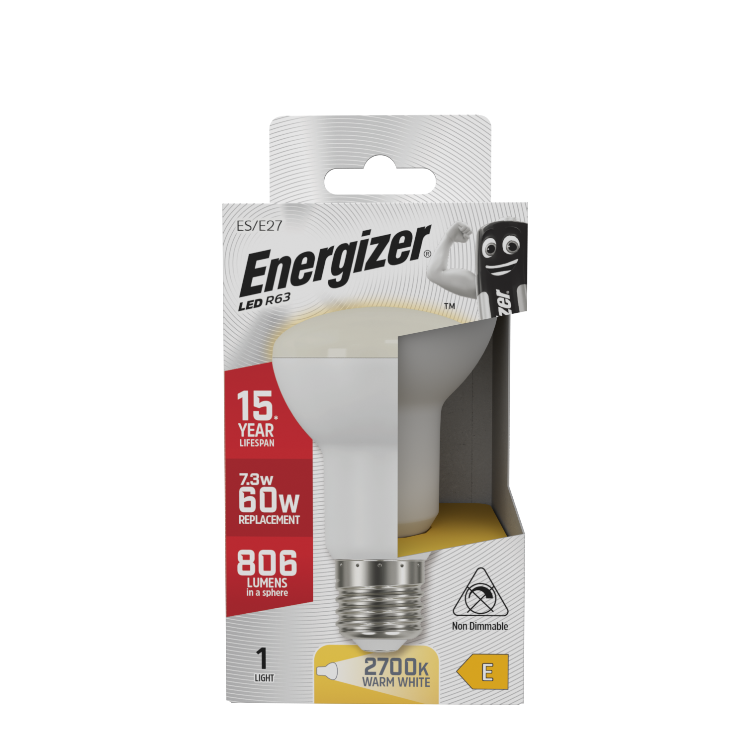 Energizer LED R63 Reflector E27 (ES) 806lm 7.3W 2,700K (Warm White), Box of 1