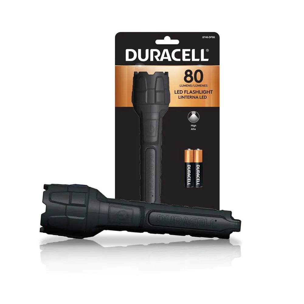 Duracell® Rubber Flashlight, 80 Lumen (Price per pack of 8)