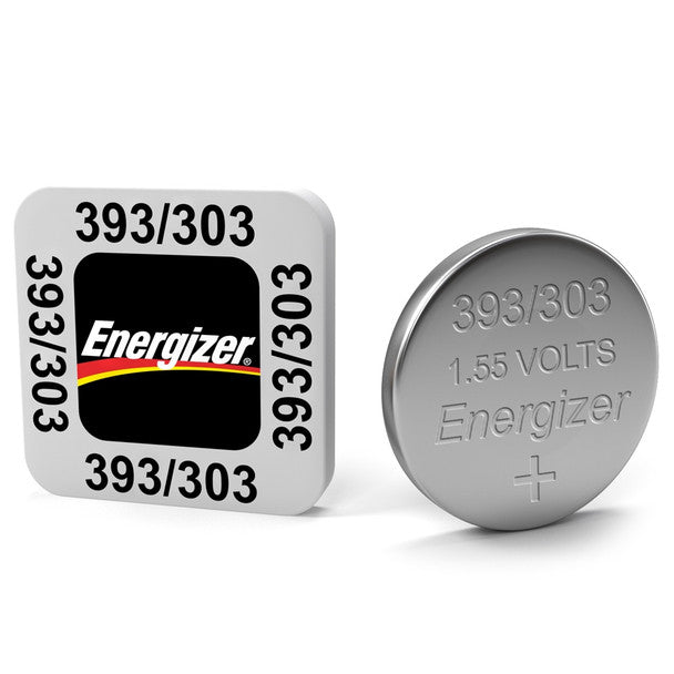 Energizer 393/303 Pila tipo moneda de óxido de plata, paquete de 10