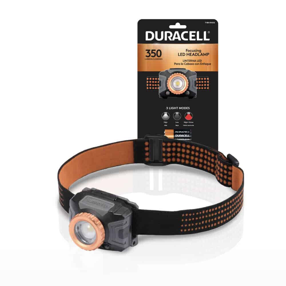 Linterna frontal LED de enfoque Duracell® de 350 lúmenes (precio por paquete de 6)