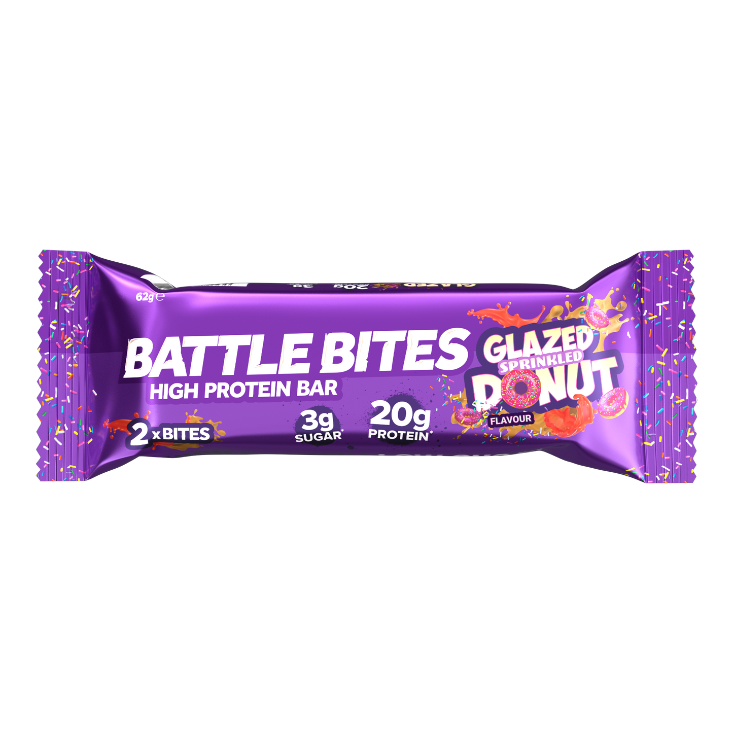 Battle Bites Glasierter bestreuter Donut 62g x 12