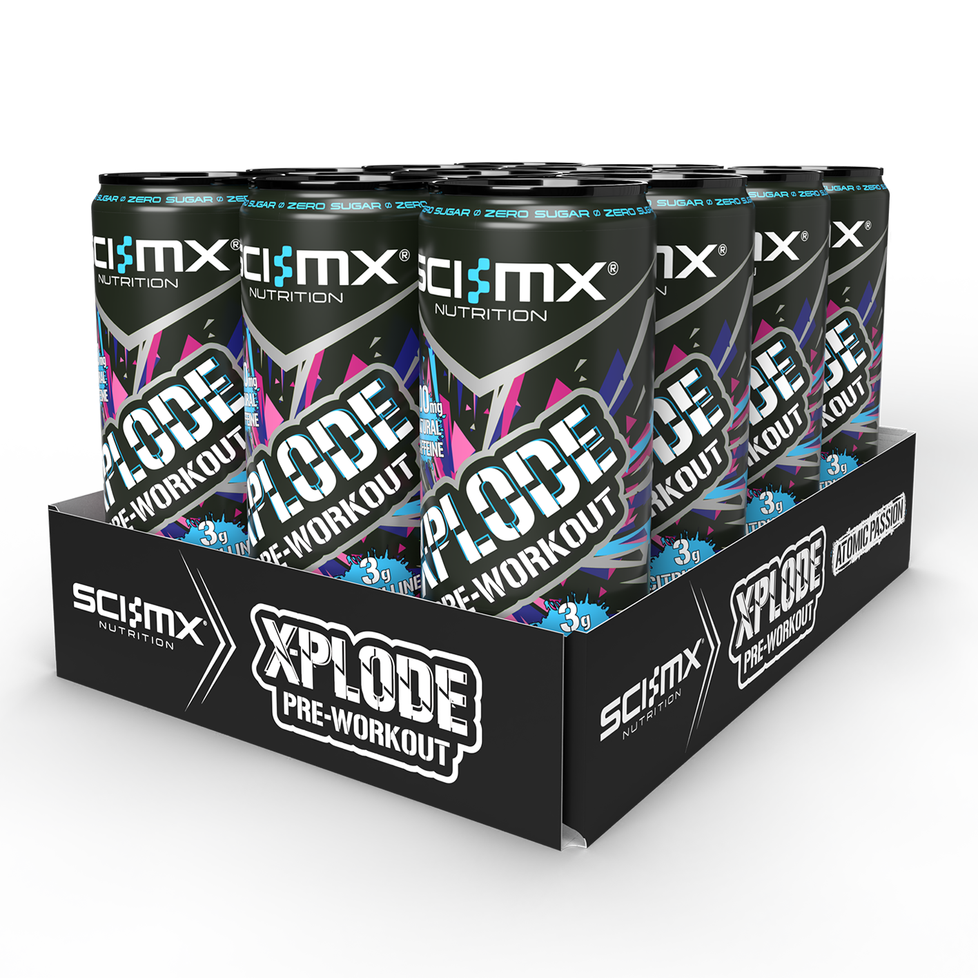 Sci-Mx X-Plode Pre-Workout Cans - Atomic Passion (12 x 330ml)