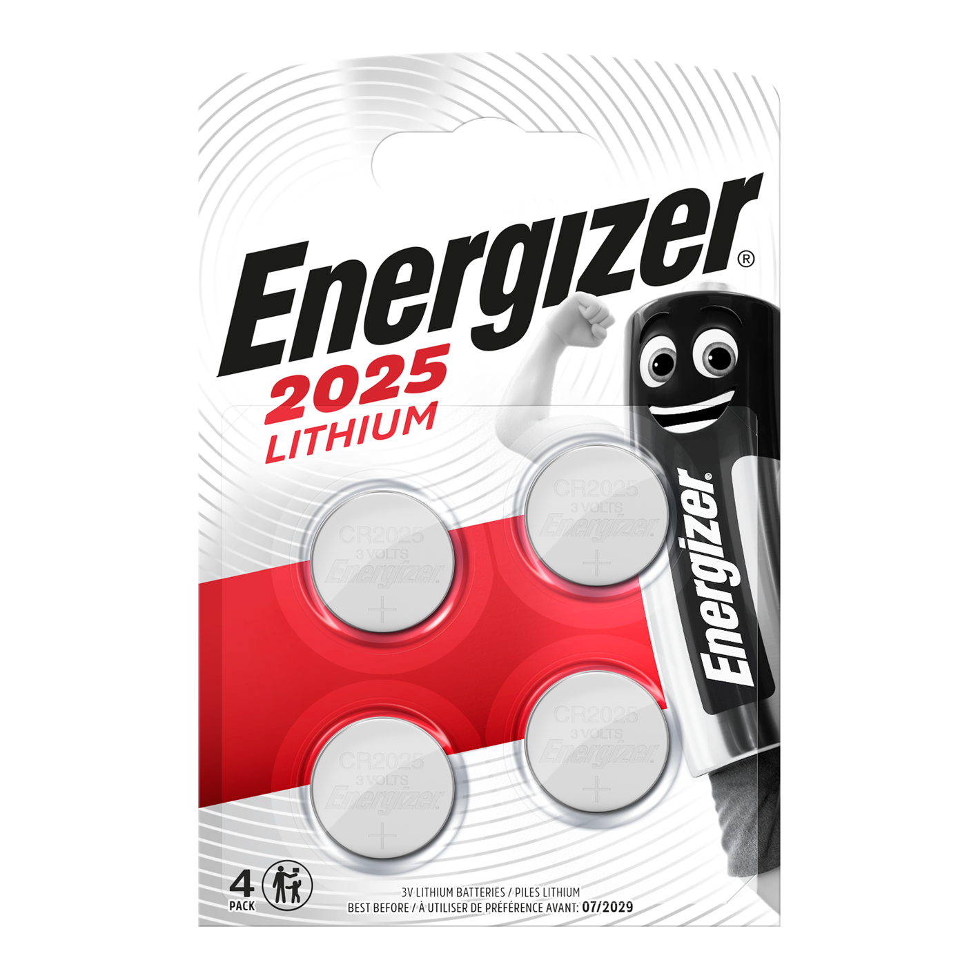 Energizer CR2025 Lithium Coin Cell, Pack of 4