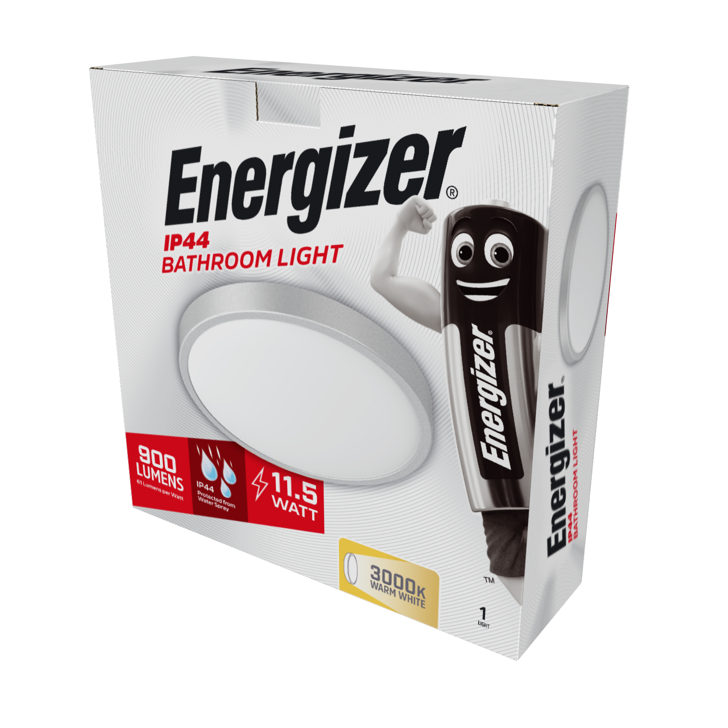 Energizer LED-Badezimmerleuchte, 250 mm, 11,5 W, 900 Lumen, 3.000 K (Warmweiß)