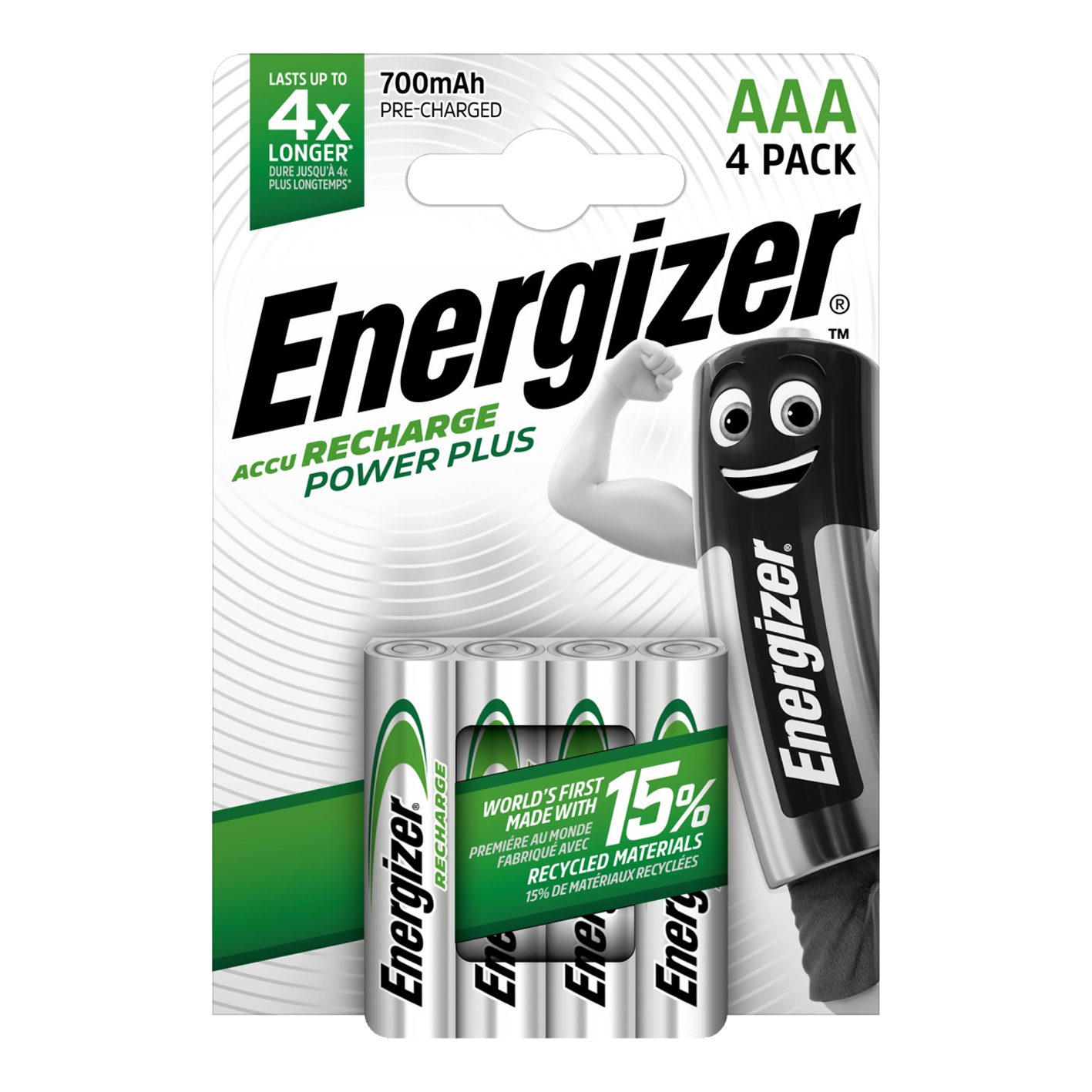 Energizer AAA 700mAh Recharge Power Plus, paquete de 4