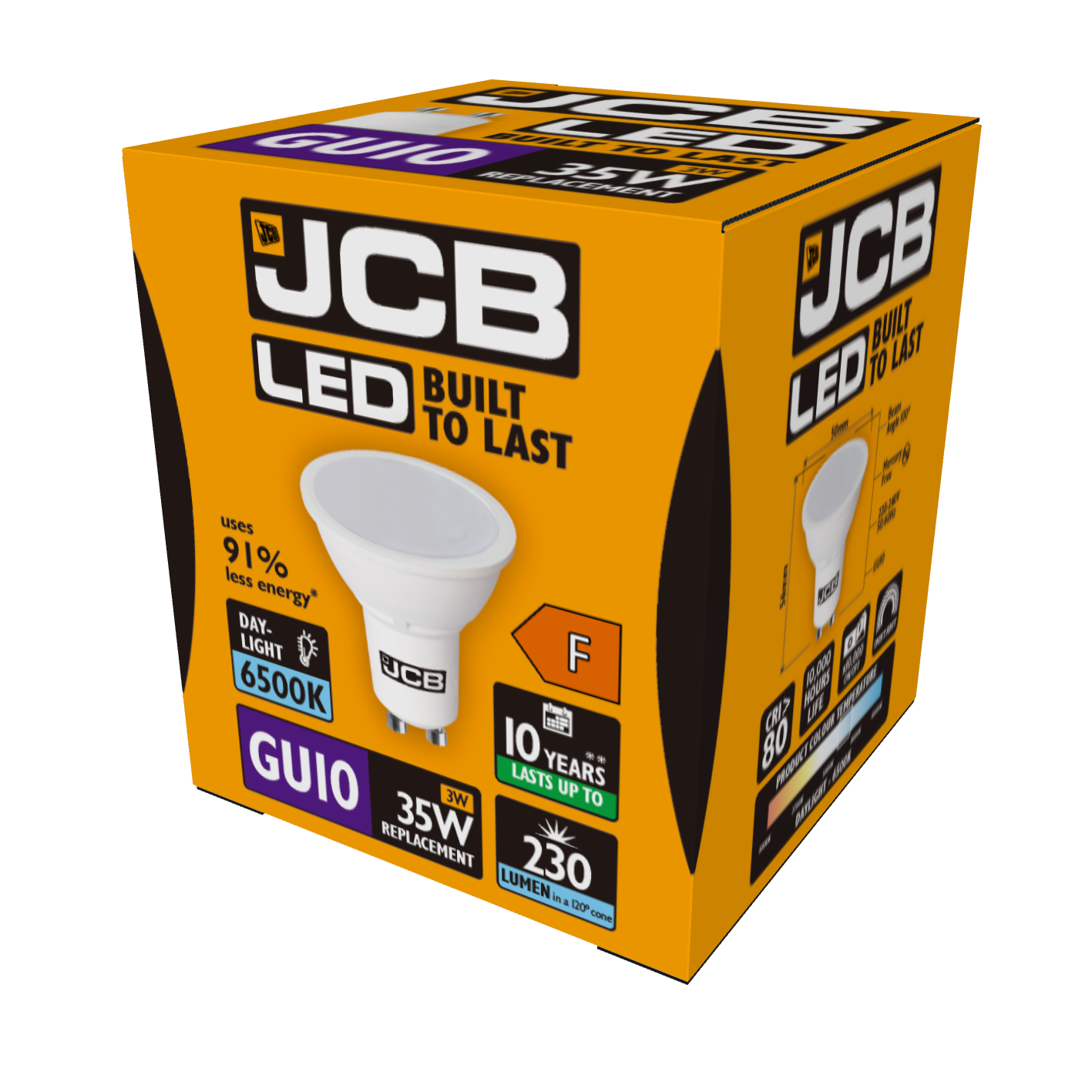 JCB LED GU10 250lm 4W 6,500K (Daylight), Box of 1