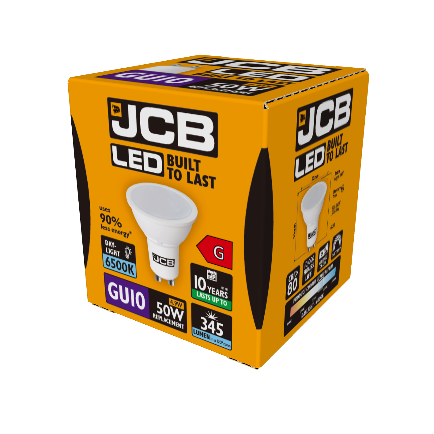 JCB LED GU10 345lm 4.9W 6,500K (Daylight), Box of 1