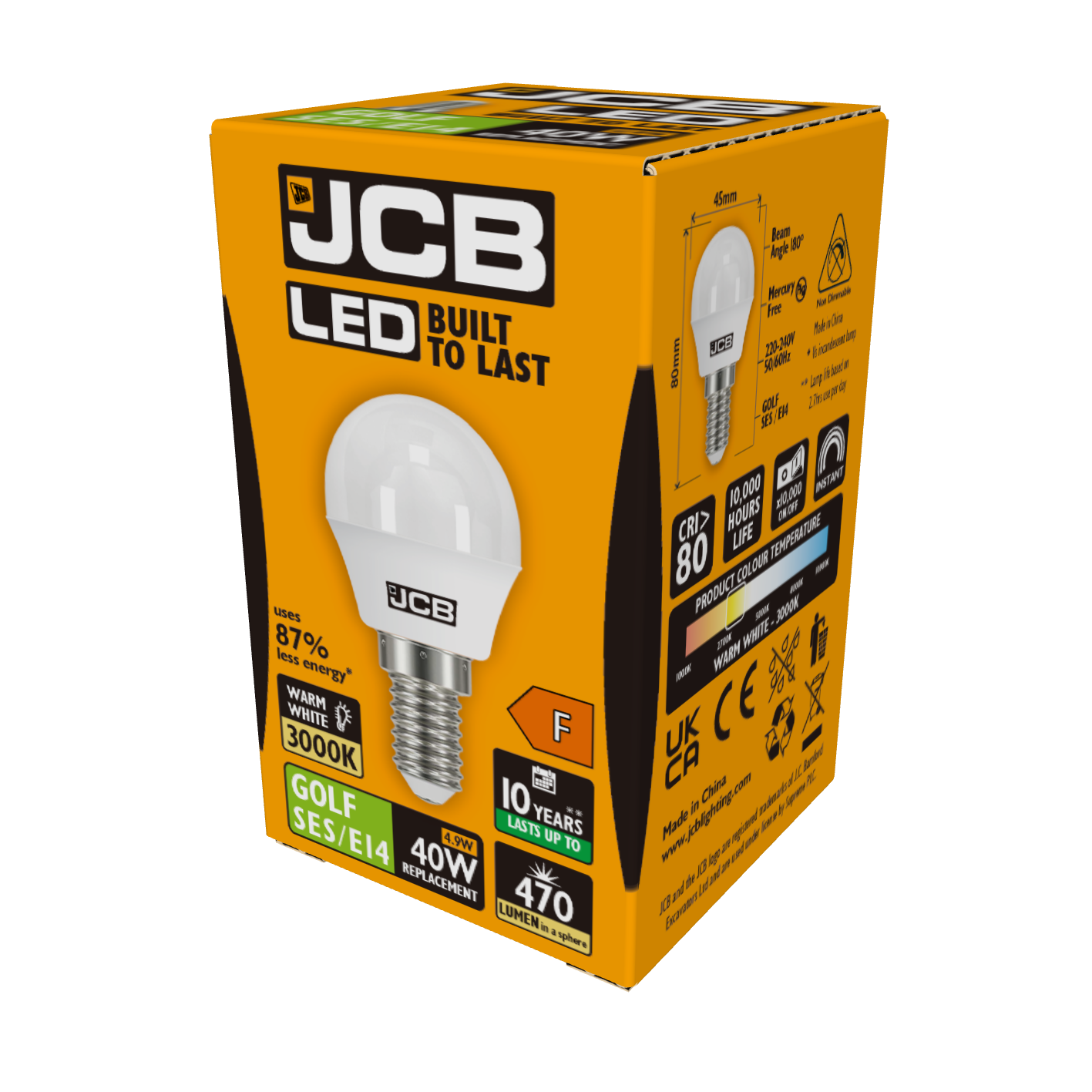JCB LED Golf E14 (SES) 470lm 4.9W 3,000K (Warm White), Box of 1